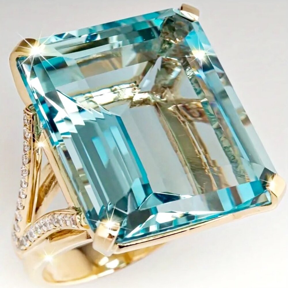Semi Precious Cultured Rectangular Aquamarine Cen… - image 5
